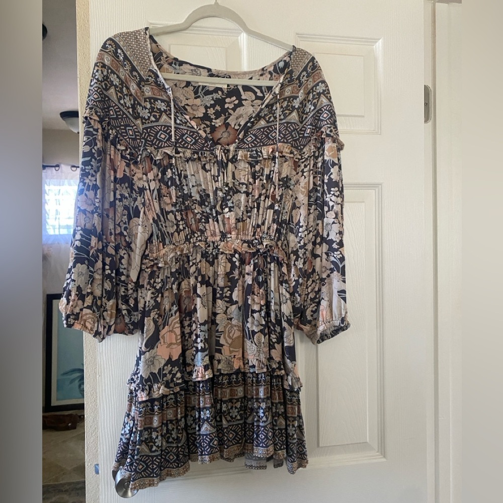 Spell gypsy midi Sleeve Floral mini Dress small